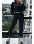 Ensemble jogging et sweat noir très épais avec fermeture à l'avant  - 6