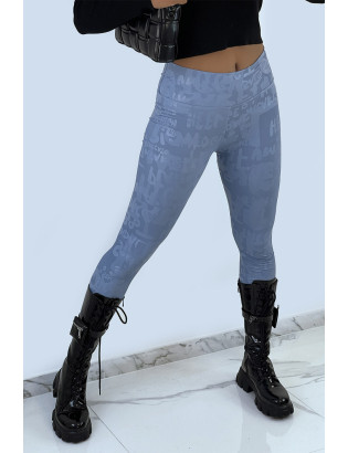 Legging bleu avec écriture effet 3D. Legging nouvelle génération - 2