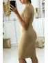 Robe Beige moulante avec écriture et ailes strass "ANGEL" - 2