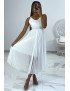 Robe blanche avec jupe plissée style accordéon - 1