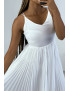 Robe blanche avec jupe plissée style accordéon - 2