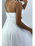 Robe blanche avec jupe plissée style accordéon - 3