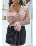 Blouse volantée en dentelle rose - 2