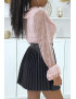 Blouse volantée en dentelle rose - 4