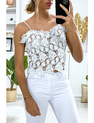 Top débardeur turquoise en dentelle. Mode femme pas cher - 2