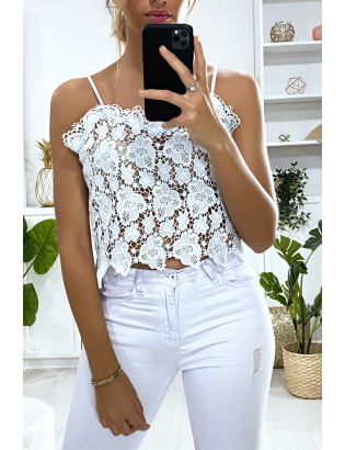 Top débardeur turquoise en dentelle. Mode femme pas cher - 3