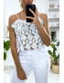 Top débardeur turquoise en dentelle. Mode femme pas cher - 3