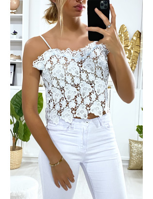 Top débardeur turquoise en dentelle. Mode femme pas cher - 4