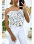 Top débardeur turquoise en dentelle. Mode femme pas cher - 4