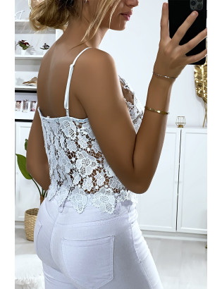 Top débardeur turquoise en dentelle. Mode femme pas cher - 5