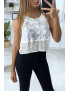 Débardeur blanc en coton avec de la broderie et de la dentelle - 2