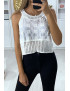 Débardeur blanc en coton avec de la broderie et de la dentelle - 3