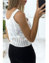 Débardeur blanc en coton avec de la broderie et de la dentelle - 4