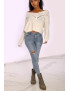 Pull col V en dentelle blanc à manches tombantes - 2