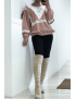 Pull rose over size manche bouffante avec motif en dentelle - 2
