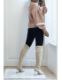 Pull rose over size manche bouffante avec motif en dentelle - 4