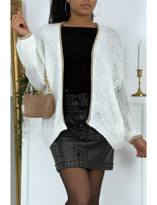 Cardigan blanc en grosse maille - 5