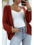 Cardigan bordeaux en grosse maille - 1
