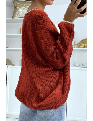 Cardigan bordeaux en grosse maille - 3