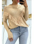 Pull camel col montant femme - 2