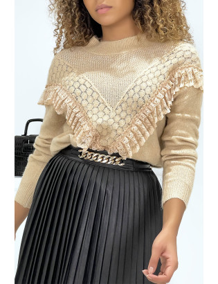 Pull camel col montant femme - 9
