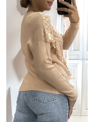 Pull rose col montant femme - 2
