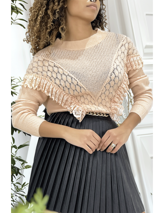 Pull rose col montant femme - 5