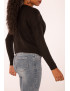 Pull noir à empiècement en dentelle et coupe basique - 1