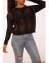 Pull noir à empiècement en dentelle et coupe basique - 3
