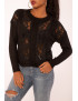 Pull noir à empiècement en dentelle et coupe basique - 4