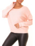 Pull léger rose à col rond et dos ouvert en dentelle - 6