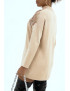 Pull long beige à strass sur le col effet bustier - 5