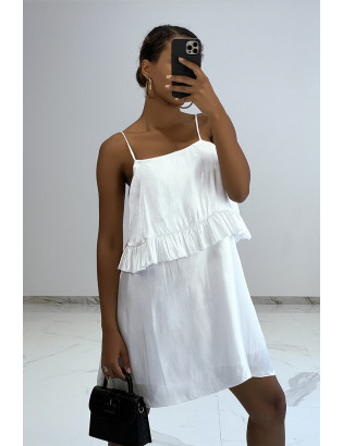 Petite robe fluide satinée blanche - 1