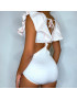 Body trikini rose poudré à petit pois - 1