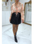 Blouse fleurie à nouer en tulle rose - 3