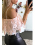 Top rose col bateau à doublure crochet et matière ample effet chemise. - 4