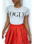 Tee-shirt gris avec écriture VOGUE en noir - 2