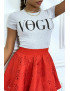 Tee-shirt gris avec écriture VOGUE en noir - 4