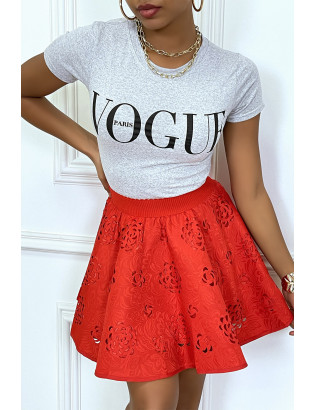 Tee-shirt gris avec écriture VOGUE en noir - 5