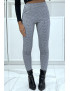 Pantalon slim bleu avec poches et joli motif pied de poule - 2