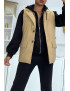Veste sans manche taupe matelassé avec ceinture - 5