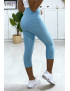 Legging corsaire Push Up turquoise très fashion - 5