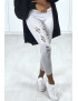 Legging corsaire gris matière brillante et extensible effilé à l'avant - 3