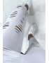 Legging corsaire gris matière brillante et extensible effilé à l'avant - 4