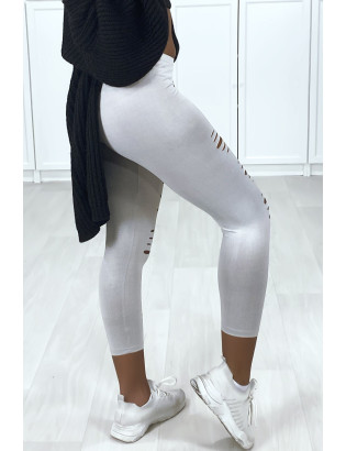 Legging corsaire gris matière brillante et extensible effilé à l'avant - 5