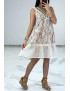 Robe d'été beige à imprimé coloré et crochet style bohème - 2