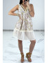 Robe d'été beige à imprimé coloré et crochet style bohème - 3