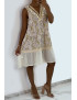 Robe d'été beige à imprimé coloré et crochet style bohème - 6