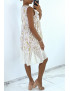 Robe d'été beige à imprimé coloré et crochet style bohème - 7