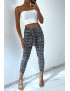 Pantalon slim noir avec motif poches et ceinture - 1